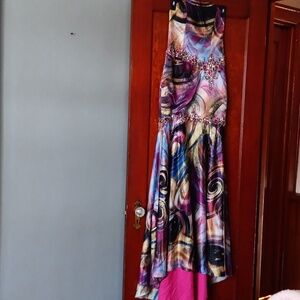 Jasz Couture Strapless Multicolored Dress